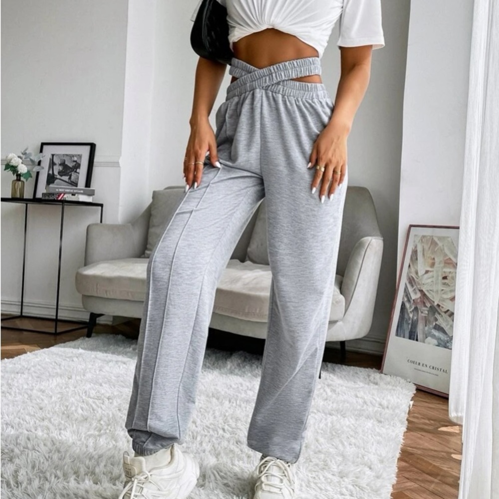 v waist grey sweat pants